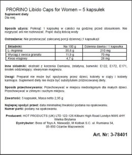 Kapsułki libido Prorino Women black line 5 szt Hot