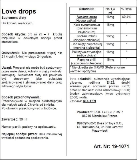 Krople afrodyzjak Love Drops Ruf 20 ml Ruf