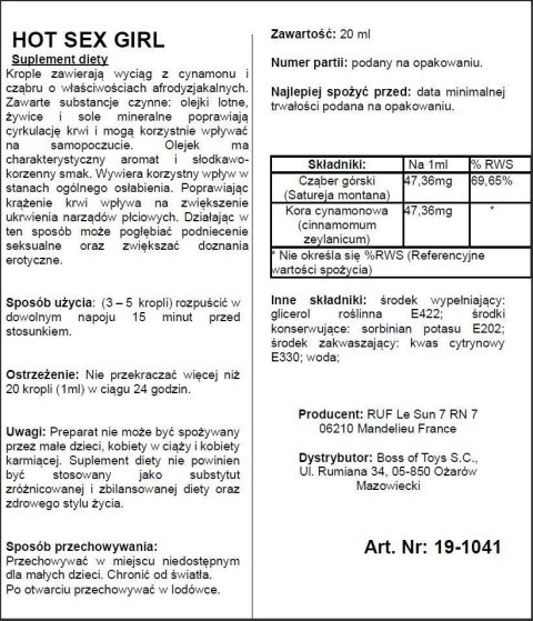 Krople afrodyzjaku Hot Sex Girl Ruf dla kobiet 20ml Ruf