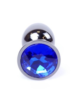 Biżuteria analna stalowa z diamentem HeavyFun srebrna niebieska 7 cm B - Series HeavyFun