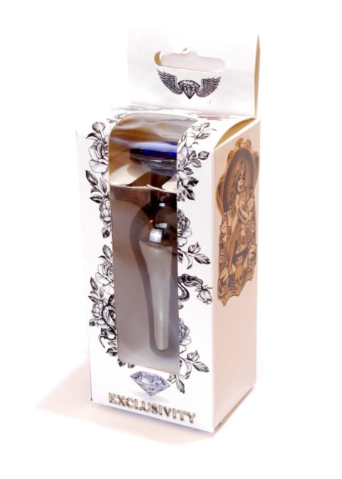Biżuteria analna stalowa z diamentem HeavyFun srebrna niebieska 9.5 cm B - Series HeavyFun