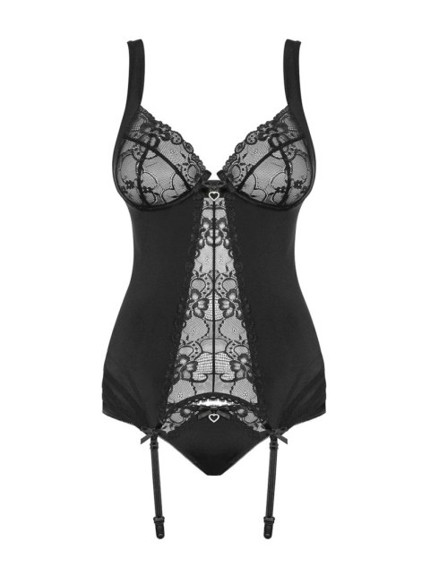 Gorset koronkowy Heartina z figami Obsessive czarny S/M Obsessive