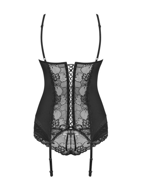 Gorset koronkowy Heartina z figami Obsessive czarny S/M Obsessive