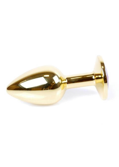 Korek analny HeavyFun złoty z fioletowym diamentem 7 cm B - Series HeavyFun