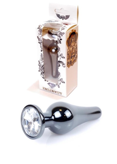 Korek analny biżuteryjny ciemnosrebrny z diamencikiem HeavyFun 9.5 cm B - Series HeavyFun