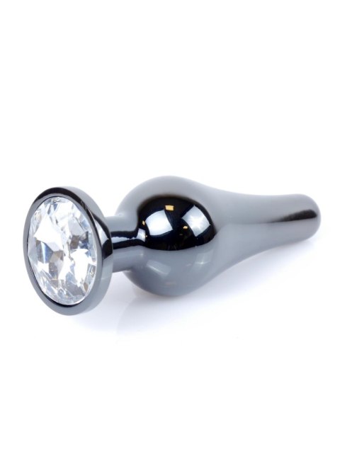 Korek analny biżuteryjny ciemnosrebrny z diamencikiem HeavyFun 9.5 cm B - Series HeavyFun