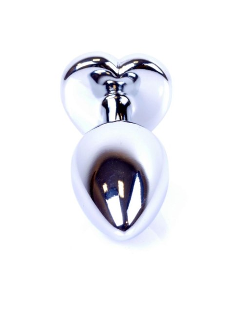 Korek analny srebrny z różowym sercem HeavyFun 7 cm B - Series HeavyFun