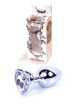 Korek analny srebrny z sercem HeavyFun 7 cm B - Series HeavyFun