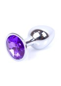 Korek analny ze stali nierdzewnej z fioletowym diamencikiem HeavyFun 7 cm B - Series HeavyFun