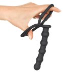 Pierścień na penisa i jądra z dildo analnym Black Velvets silikonowy Black Velvets