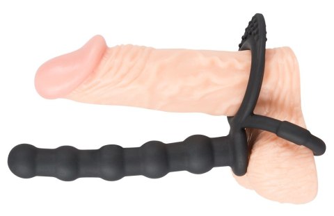Pierścień na penisa i jądra z dildo analnym Black Velvets silikonowy Black Velvets