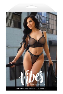 BADDIE LONGLINE MESH BRALETTE & PANTY, M/L Fantasy Lingerie