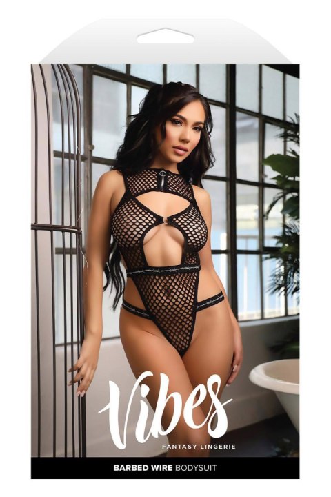 BARBED WIRE FISHNET BODYSUIT, L/XL Fantasy Lingerie
