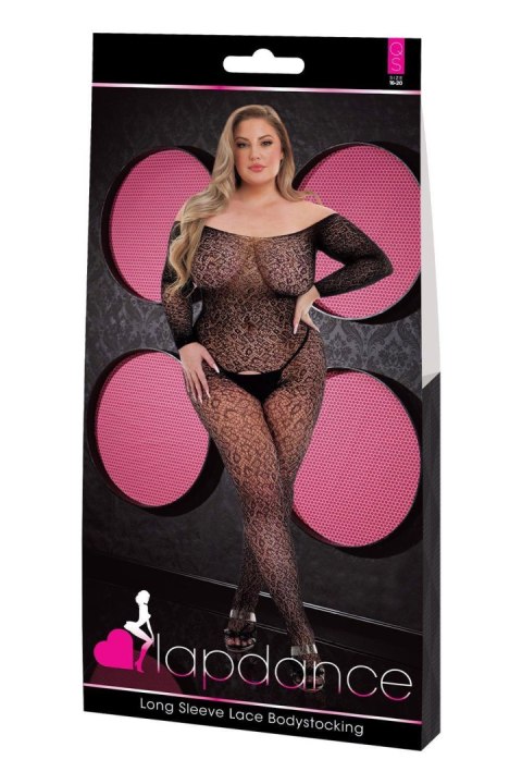 LAPDANCE LONG SLEEVE LACE BODYSTOCKING BLACK, QUEEN Lapdance