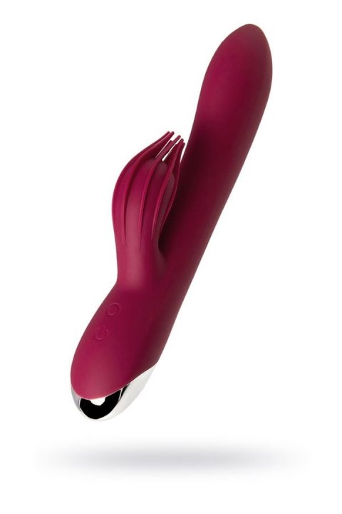 Vibrator with clitoral stimulator L'EROINA by TOYFA Sangra, silicone, burgundy, 20.5 cm L'EROINA