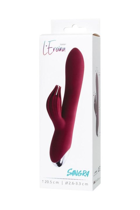 Vibrator with clitoral stimulator L'EROINA by TOYFA Sangra, silicone, burgundy, 20.5 cm L'EROINA