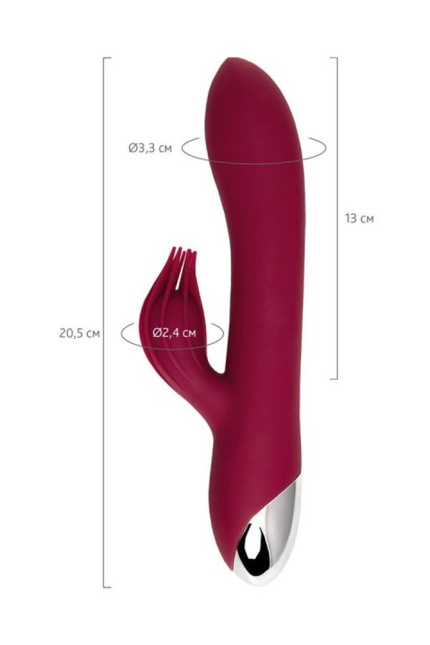 Vibrator with clitoral stimulator L'EROINA by TOYFA Sangra, silicone, burgundy, 20.5 cm L'EROINA