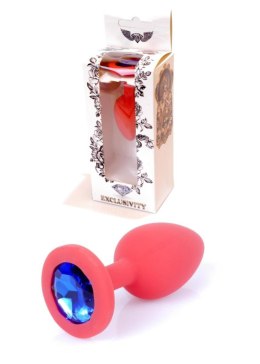 Biżuteria analna silikonowa czerwona z niebieskim diamentem HeavyFun 7 cm B - Series HeavyFun
