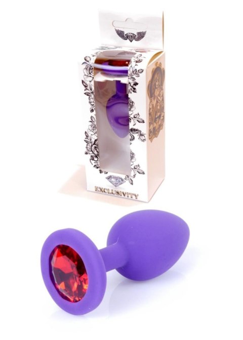 Biżuteria analna silikonowa fioletowa HeavyFun mała czerwony diament 7 cm B - Series HeavyFun
