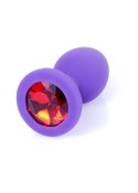 Biżuteria analna silikonowa fioletowa HeavyFun mała czerwony diament 7 cm B - Series HeavyFun