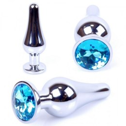 Korek analny biżuteryjny HeavyFun srebrny jasnoniebieski 9,5 cm B - Series HeavyFun