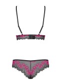 Koronkowy komplet bielizny Tulia Obsessive czarny S/M Obsessive