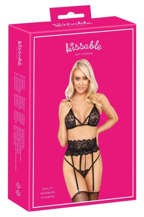 Suspender Set black S/M Kissable