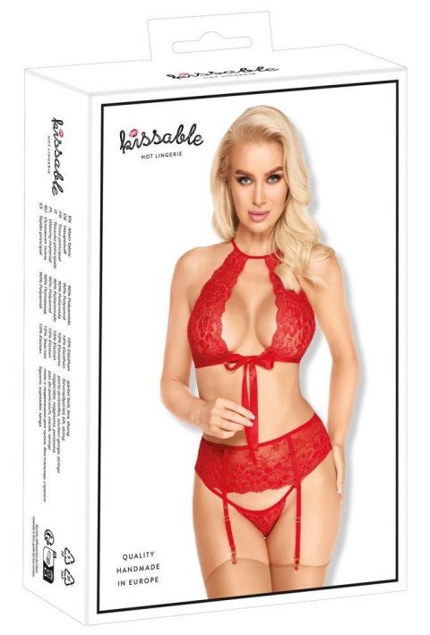 Suspender set red L/XL Kissable