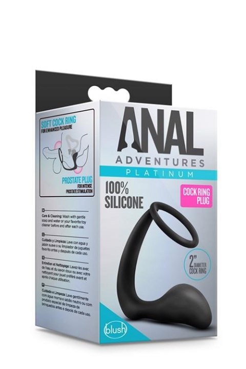 Czarny Pierścień z Wtyczką Analną Blush