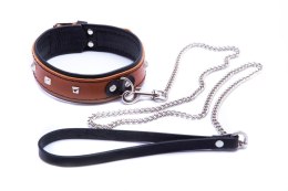 Skórzana obroża damska ze smyczą Whips Collection koniakowa Whips Collection