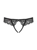 Stringi otwarte koronkowe Obsessive Contica czarne L/XL Obsessive