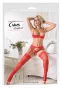 Pończochy Cottelli LEGWEAR czerwone z koronką 20 den Cottelli LEGWEAR
