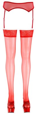 Pończochy Cottelli LEGWEAR czerwone z koronką 20 den Cottelli LEGWEAR