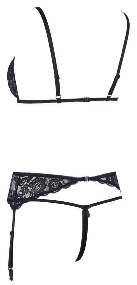 Komplet Cottelli Lingerie koronkowy z otwartym krokiem M Cottelli LINGERIE