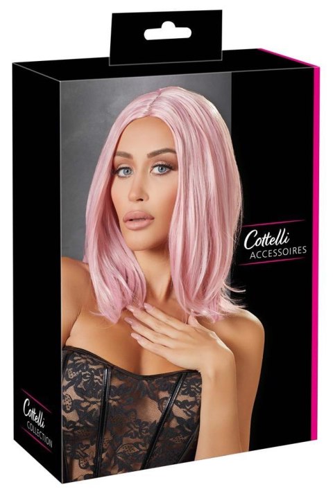 Peruka bobowa różowa Cottelli 30 cm regulowana Cottelli ACCESSOIRES