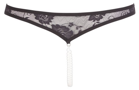 Stringi koronkowe z perełkami Cottelli Lingerie czarny S Cottelli LINGERIE