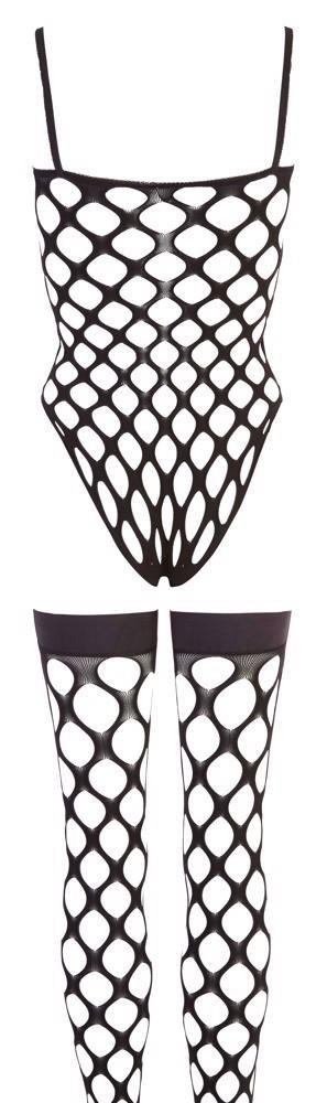 Bodystocking siatkowy z pończochami Rio NO:XQSE czarny SL NO:XQSE