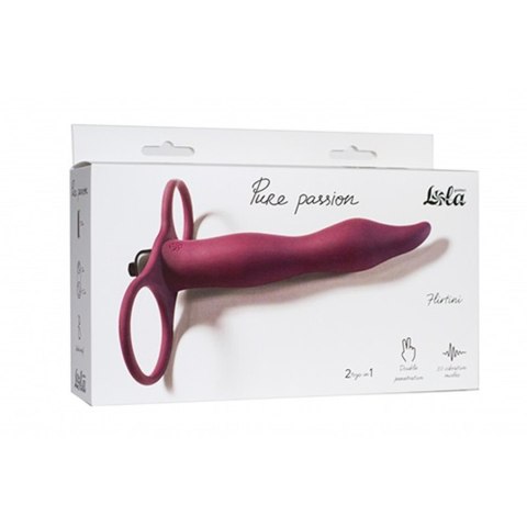 Strap on Pure Passion Flirtini bordowy z wibracją Lola Toys