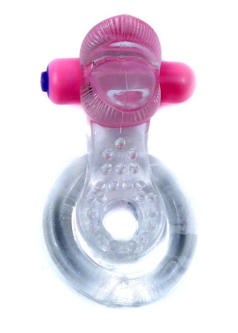 Wibracyjny pierścień erekcyjny z językiem EasyLove transparentny B - Series EasyLove