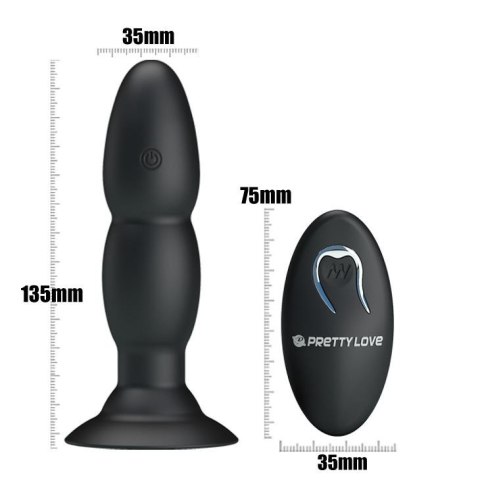 Wibrujący korek analny Pretty Love koralikowy czarny 13,5 cm USB Pretty Love