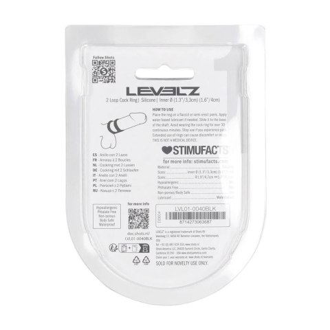 2 Loop Silicone Cockring - Black