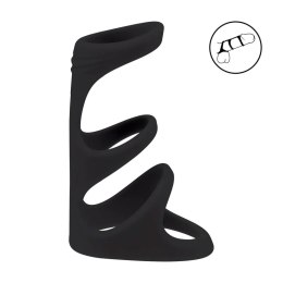3 Loop Silicone Cockring - Black