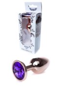 Korek analny ze stali nierdzewnej z fioletowym diamencikiem HeavyFun 7 cm B - Series HeavyFun