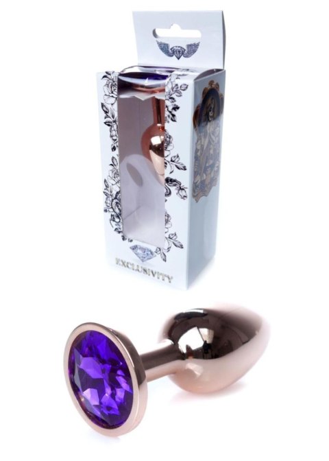 Korek analny ze stali nierdzewnej z fioletowym diamencikiem HeavyFun 7 cm B - Series HeavyFun