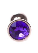 Korek analny ze stali nierdzewnej z fioletowym diamencikiem HeavyFun 7 cm B - Series HeavyFun