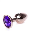 Korek analny ze stali nierdzewnej z fioletowym diamencikiem HeavyFun 7 cm B - Series HeavyFun