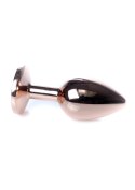 Stalowy korek analny z diamencikiem czerwono złoty 7 cm HeavyFun B - Series HeavyFun