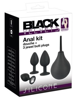 Zestaw analny Black Velvets z prysznicem i trzema korkami Black Velvets