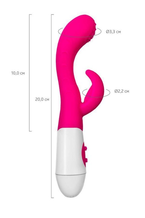 A-TOYS, Vibrator Nessy with Clitoral Stimulator, Silicone, Pink, 20 cm, 10 speeds, 2xAAA
