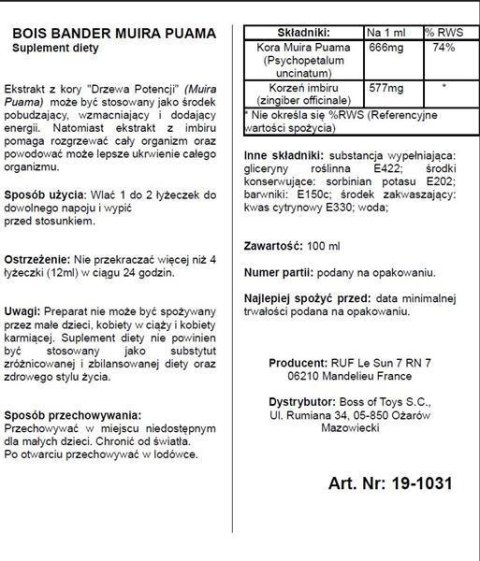 Bois Bande afrodyzjaki pobudzające dla mężczyzn 100 ml Ruf